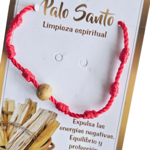 Pulsera roja 7 nudos de protección y Palo Santo