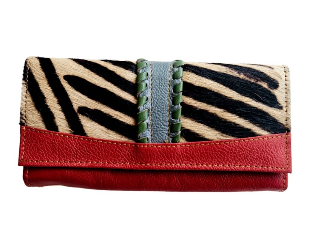 Cartera monedero grande de piel multicolor - Imagen 3