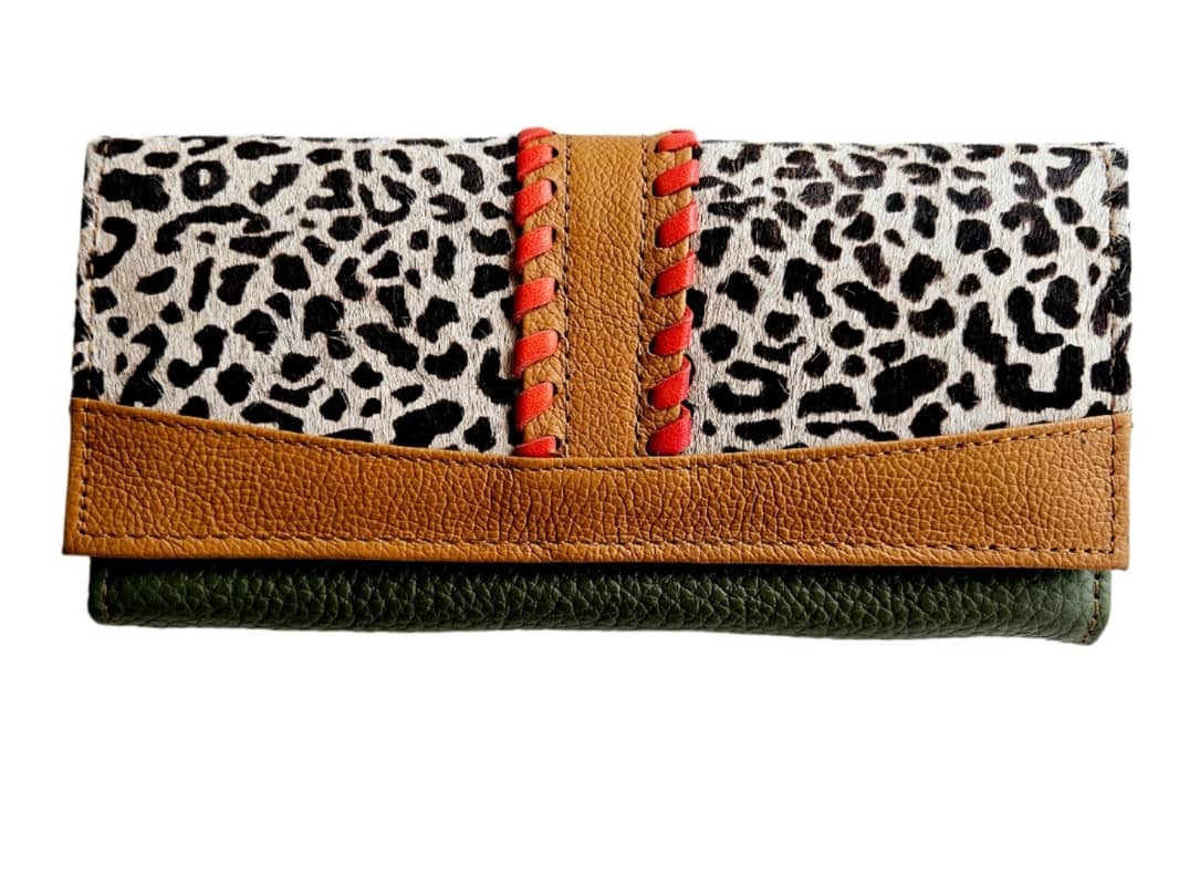 Cartera monedero grande de piel multicolor - Imagen 4