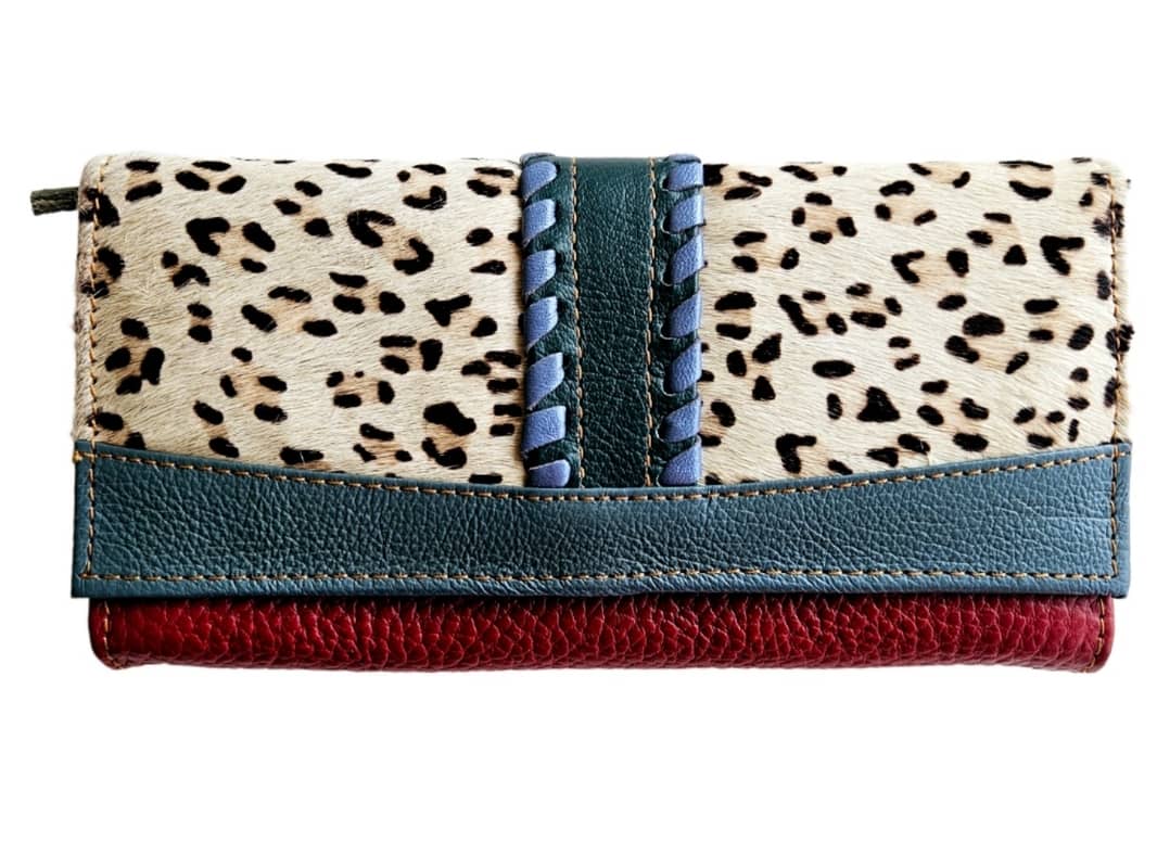 Cartera monedero grande de piel multicolor - Imagen 2