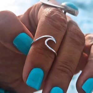 Anillo Ola Minimalista en Plata de Ley 925 - Estilo Surfero por Tallas