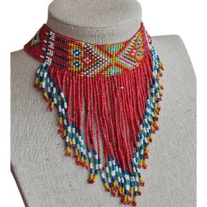Collar Gargantilla Artesanal de Cuentas - Estilo Étnico Tribal (Hecho a Mano en India).