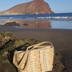Bolso de Rafia con caracolas - Bandolera Artesanal con Cremallera