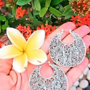 Pendientes de Filigrana en Latón plateado - Diseño Étnico de Indonesia (5 cm) (copia)