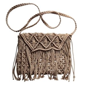 Bolso Macramé de India con Flecos | Bandolera Boho Chic Artesanal