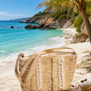 Bolso de yute de verano con caracolas