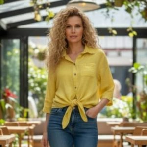 Camisa Nudo 100% Algodón – Blusa de Verano Versátil y Talla Única