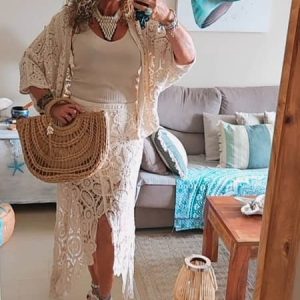 Falda de Ganchillo Beige "Boho Spirit" - 100% Algodón Natural