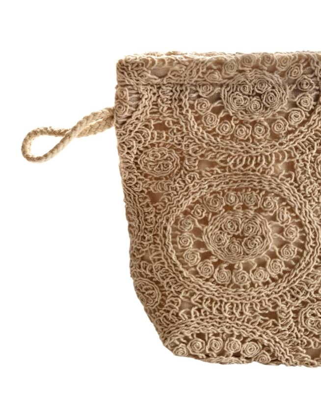 Necesér de Crochet Beige Artesanal - 80% Algodón - 27x17 cm - Estilo Boho Chic - Imagen 2