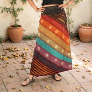 Falda Larga Boho de Algodón - Diseño Patchwork Étnico