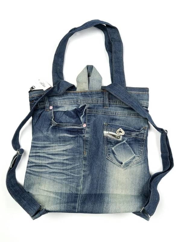 Bolso Mochila Tote Upcycled – Denim Reciclado Artesanal (40x30cm) - Imagen 3