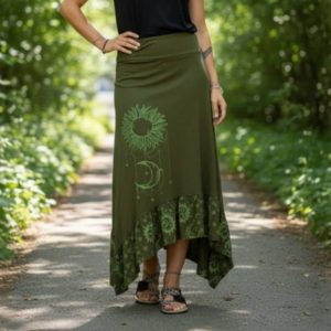 Falda Asimétrica Boho Sol y Luna – Algodón 100% – Talla Única