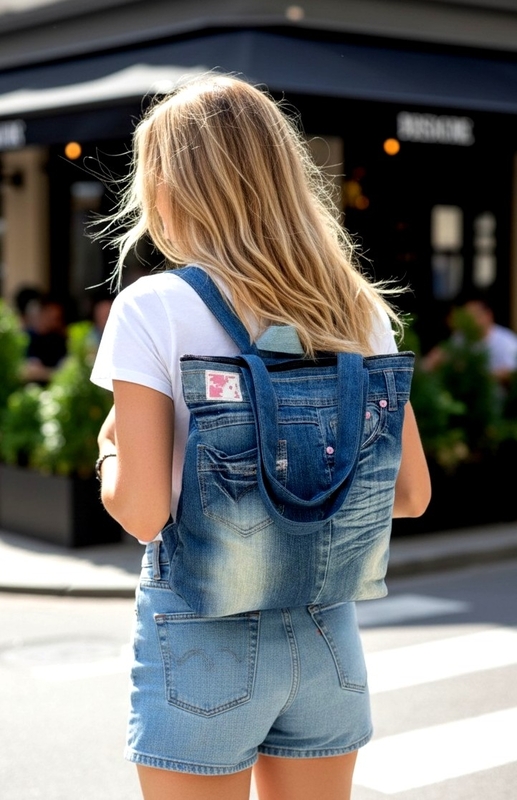 Bolso Mochila Tote Upcycled – Denim Reciclado Artesanal (40x30cm)