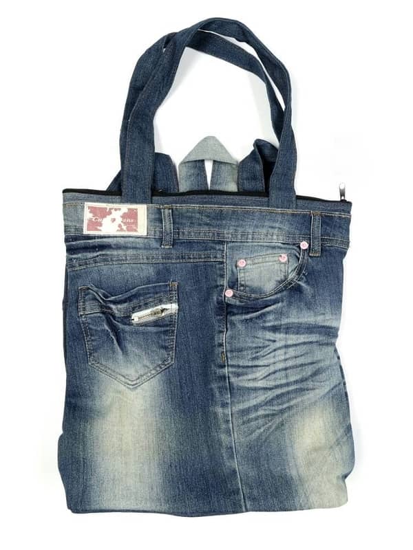 Bolso Mochila Tote Upcycled – Denim Reciclado Artesanal (40x30cm) - Imagen 2