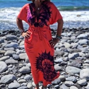 Kaftán Africano Tie-Dye de Senegal - Vestido Playero Ajustable Estilo Boho