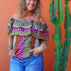 Blusa Étnica Volante "Sawabona África" – Camisa Artesanal de Dakar (Talla Única)