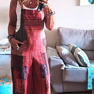 Mono Patchwork de Rayas Estilo Tailandés – 100% Algodón Artesanal