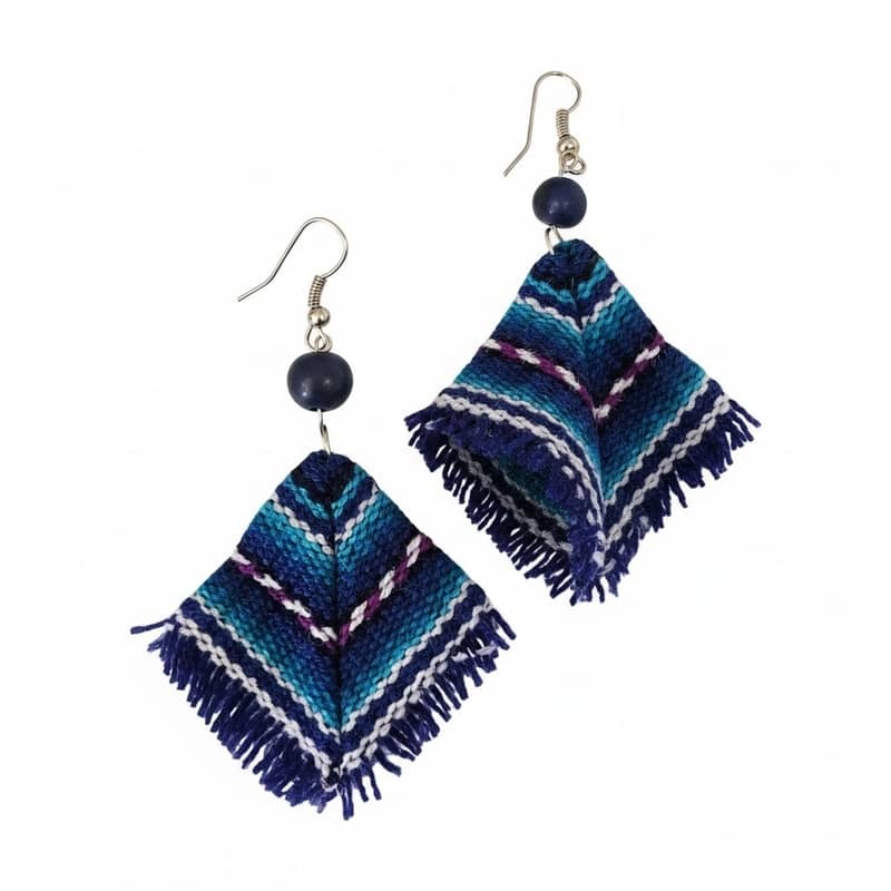 Pendientes "Tesoros del Perú" – Manta Artesanal y Semilla de Tagua – Multicolor - Imagen 5