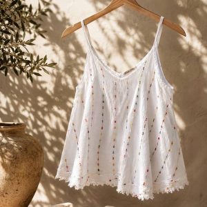 Top de Tirantes de Algodón Bordado – Estilo Boho Verano