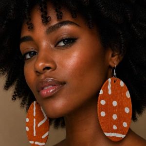 Pendientes Maxi Ovalados de Tela Africana – Artesanía de Senegal
