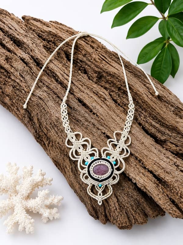 Collar de Macramé Artesanal con Piedras Naturales (14 Modelos Únicos) - Imagen 13