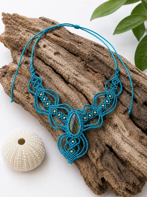 Collar de Macramé Artesanal con Piedras Naturales (14 Modelos Únicos) - Imagen 11