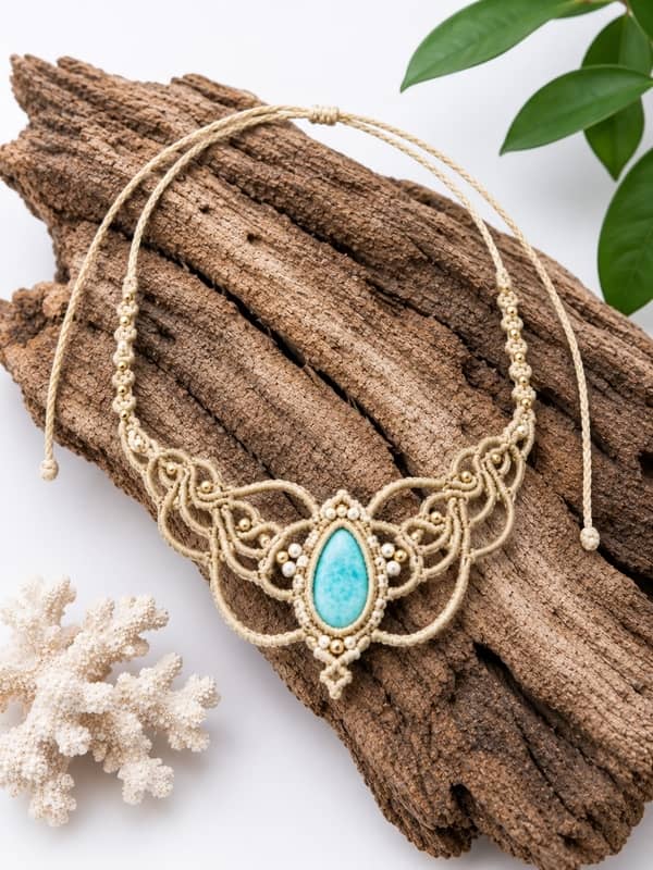 Collar de Macramé Artesanal con Piedras Naturales (14 Modelos Únicos) - Imagen 7