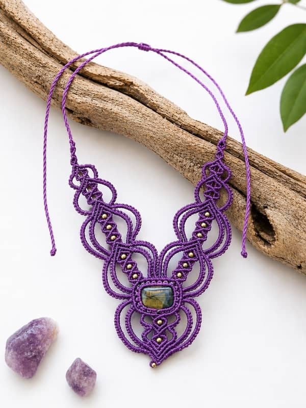 Collar de Macramé Artesanal con Piedras Naturales (14 Modelos Únicos) - Imagen 2