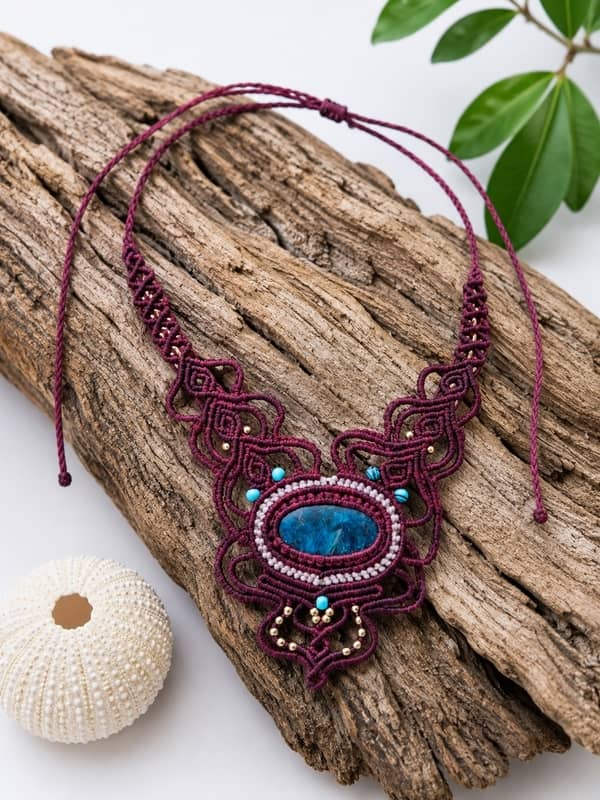 Collar de Macramé Artesanal con Piedras Naturales (14 Modelos Únicos) - Imagen 6