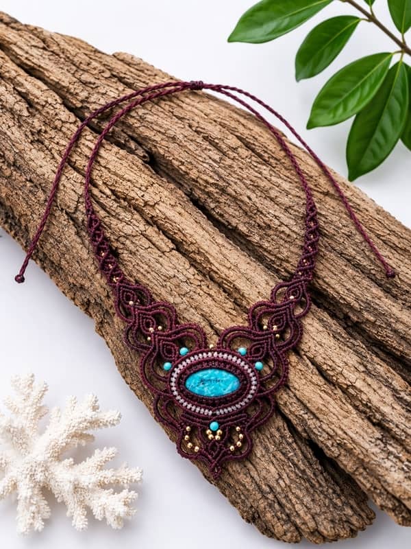 Collar de Macramé Artesanal con Piedras Naturales (14 Modelos Únicos) - Imagen 4