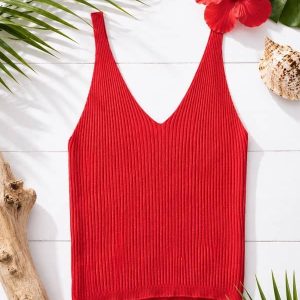 top-de-punto-de-tirantes-rojo-escote-en-v-canale