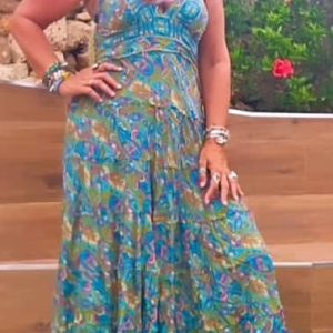vestido largo boho chic de India con estampado paisley multicolor