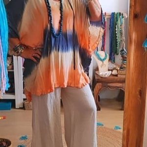 Kaftan tie dye de rayon estilo bluson largo playero hecho en Tailandia