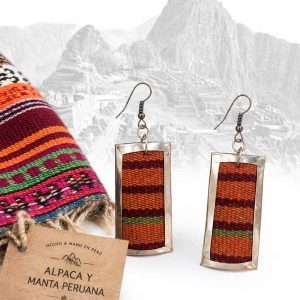 Pendientes Étnicos de Alpaca y Manta Peruana – Modelo Único Artesanal