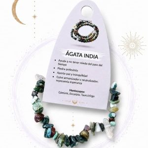 Pulsera de piedras naturales de ágata india en formato chips