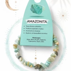 Pulsera elástica de piedras naturales de amazonita en formato chip irregular de 4mm