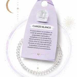 Pulsera de cuentas finas de 4mm de cuarzo blanco transparente natura
