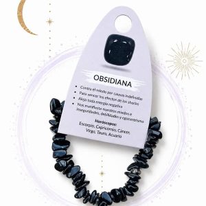 Pulsera de piedras naturales de obsidiana negra