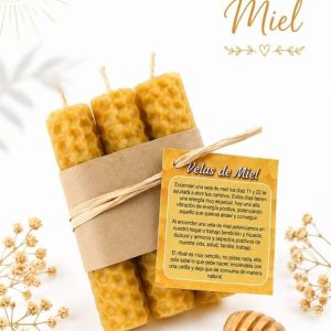Velas de miel de cera de abeja natural de 8 cm con textura de panal a la venta de forma suelta para ritual de los dias 11 y 22