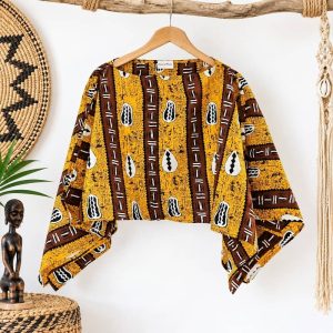 Poncho capa de algodón de la Colección Sawabonera África hecho a mano en Senegal.