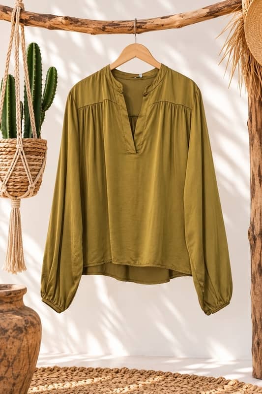 Blusa Fluida de Viscosa con Manga Abullonada | Sawabona - Imagen 6