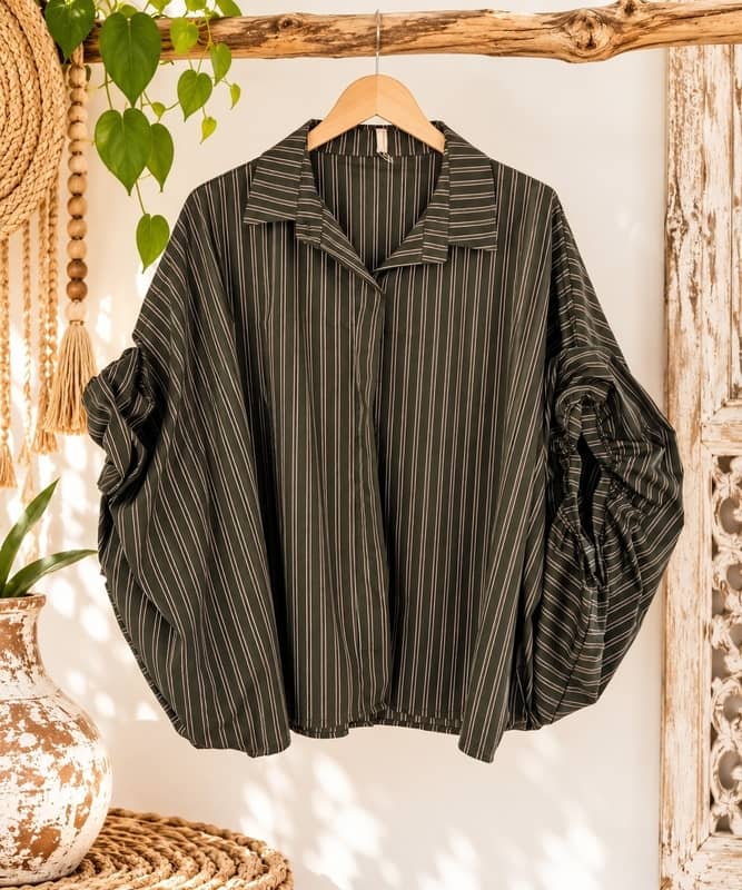 Camisa Oversize de Rayas con Mangas Abullonadas | Sawabona - Imagen 2