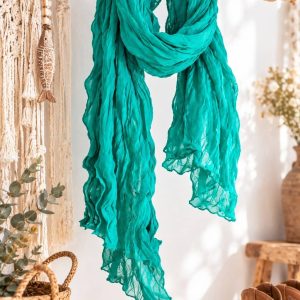 Fular de algodón arrugado de la India en color verde esmeralda y estilo hippie alternativo de la tienda online Sawabona