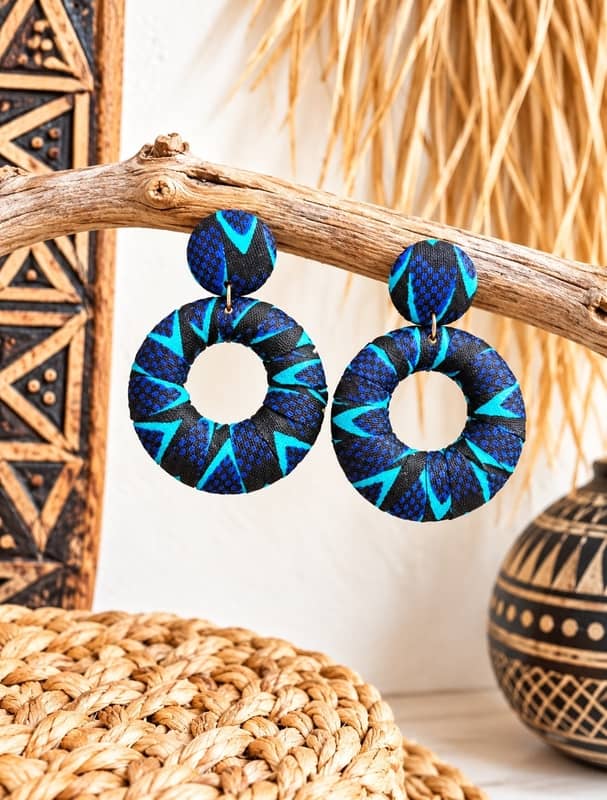 Pendientes de Tela Wax Africana Hechos a Mano | Sawabona - Imagen 2